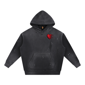 Vintage Washed Frayed Fleece Hoodie