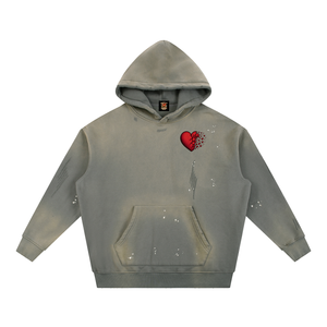 Vintage Washed Frayed Fleece Hoodie